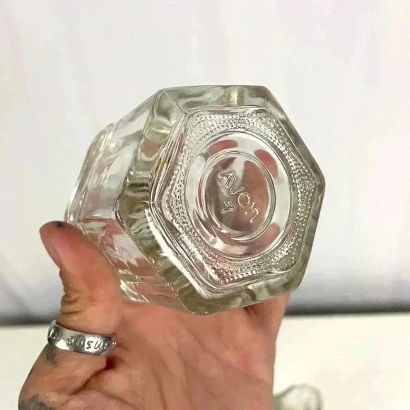 VTG 3 Pc Clear Glass Cup Small Pitcher Jar with Lid Avon Crystal - Picture 3 of 16